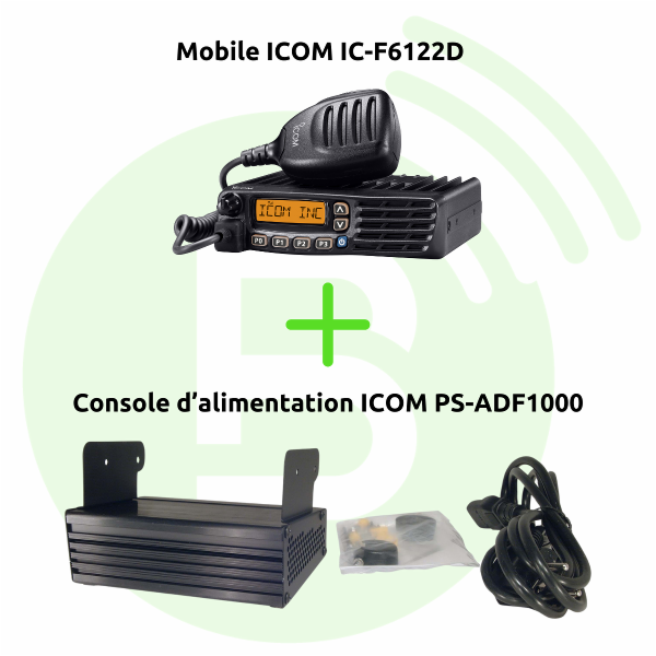 BLANC RADIOCOM Station numérique IC-F6122D sans transmission téléphonique avec console d'alimentation PS-ADF1000
