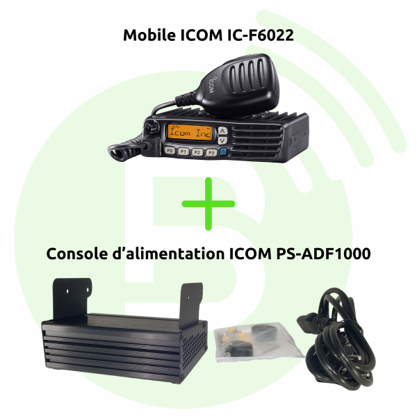 BLANC RADIOCOM Station analogique sans transmission téléphonique IC-F6022 avec console d'alimentation PS-ADF1000