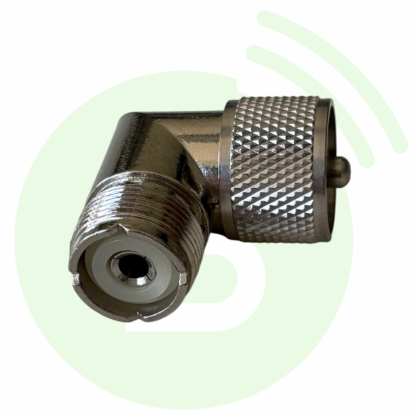 BLANC RADIOCOM Adaptateur coudé UHF Mâle / UHF Femelle (PL259)