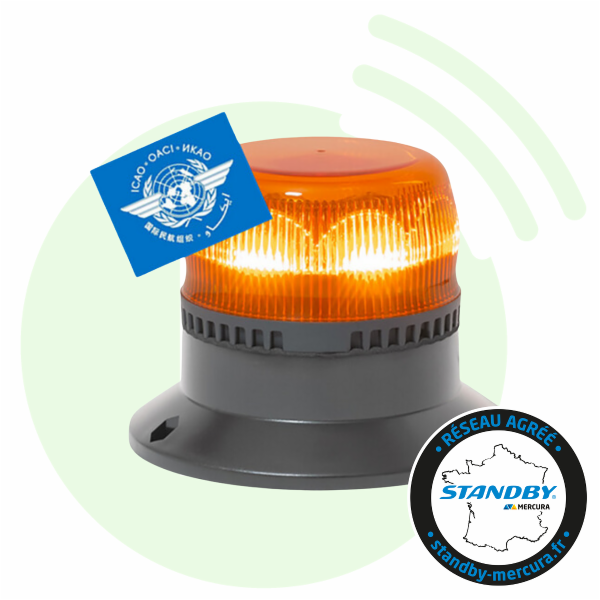 STANDBY FRANCE Gyroled OACI AERO orange rotatif fixation ISO 28401