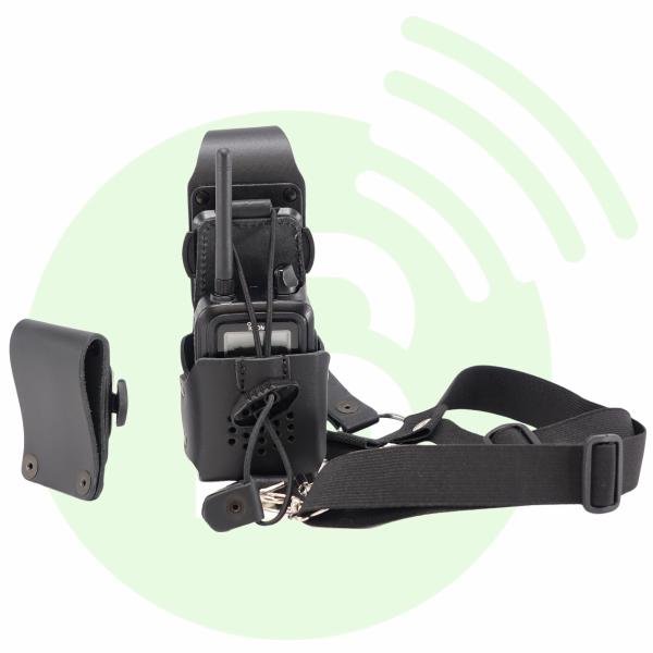 ICOM Baudrier LC-OTUNICUIR avec housse universelle cuir clip pivot et passant ceinture bouton pression