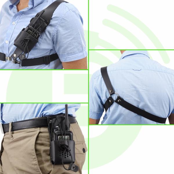 ICOM Baudrier LC-OTUNICUIR avec housse universelle cuir clip pivot et passant ceinture bouton pression