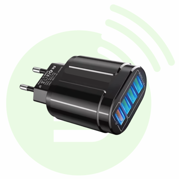 BLANC RADIOCOM Adaptateur alimentation secteur avec 4 ports USB